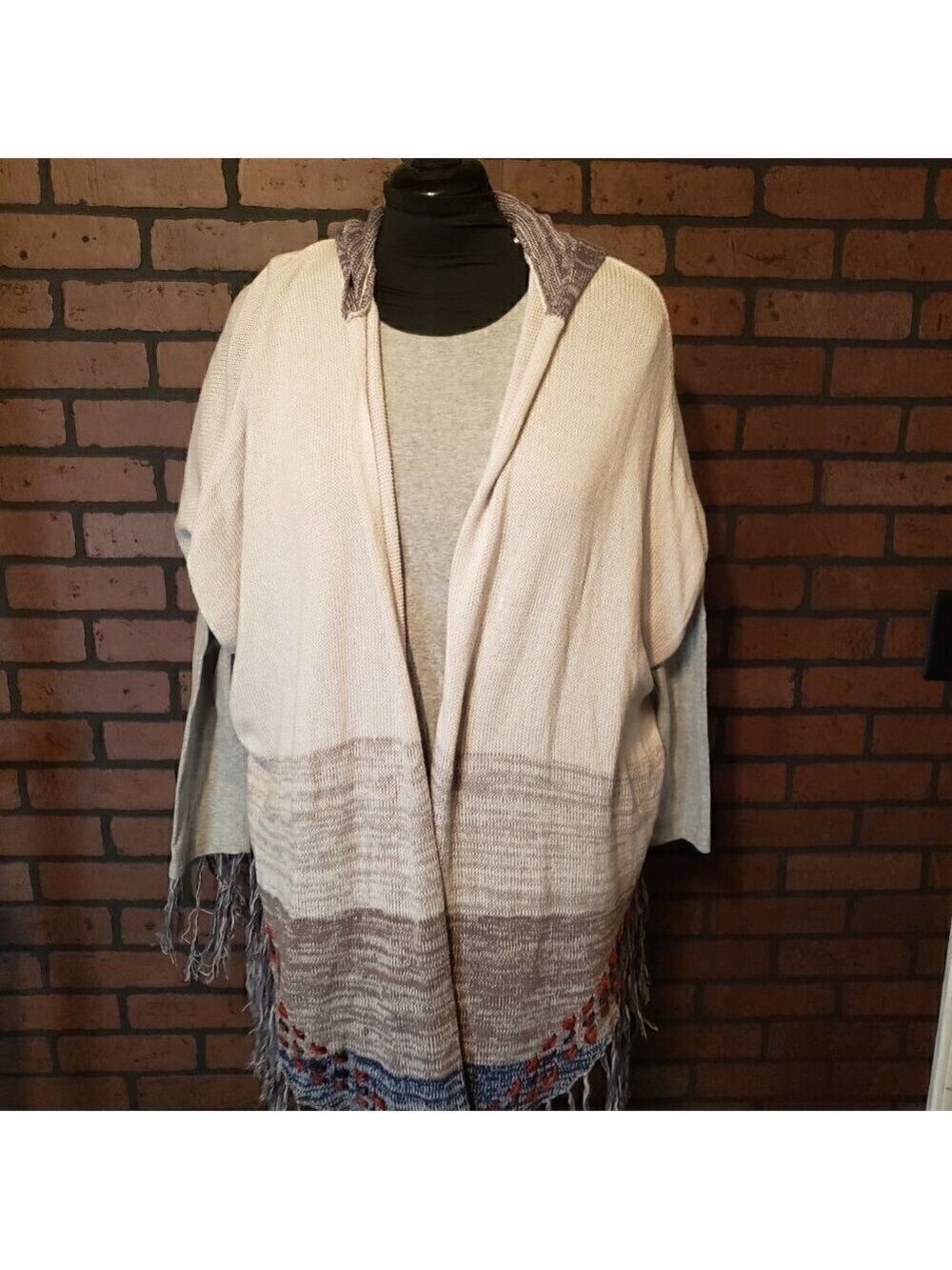 Lovestitch Gray Fringe Open Kimono Style Jacket
